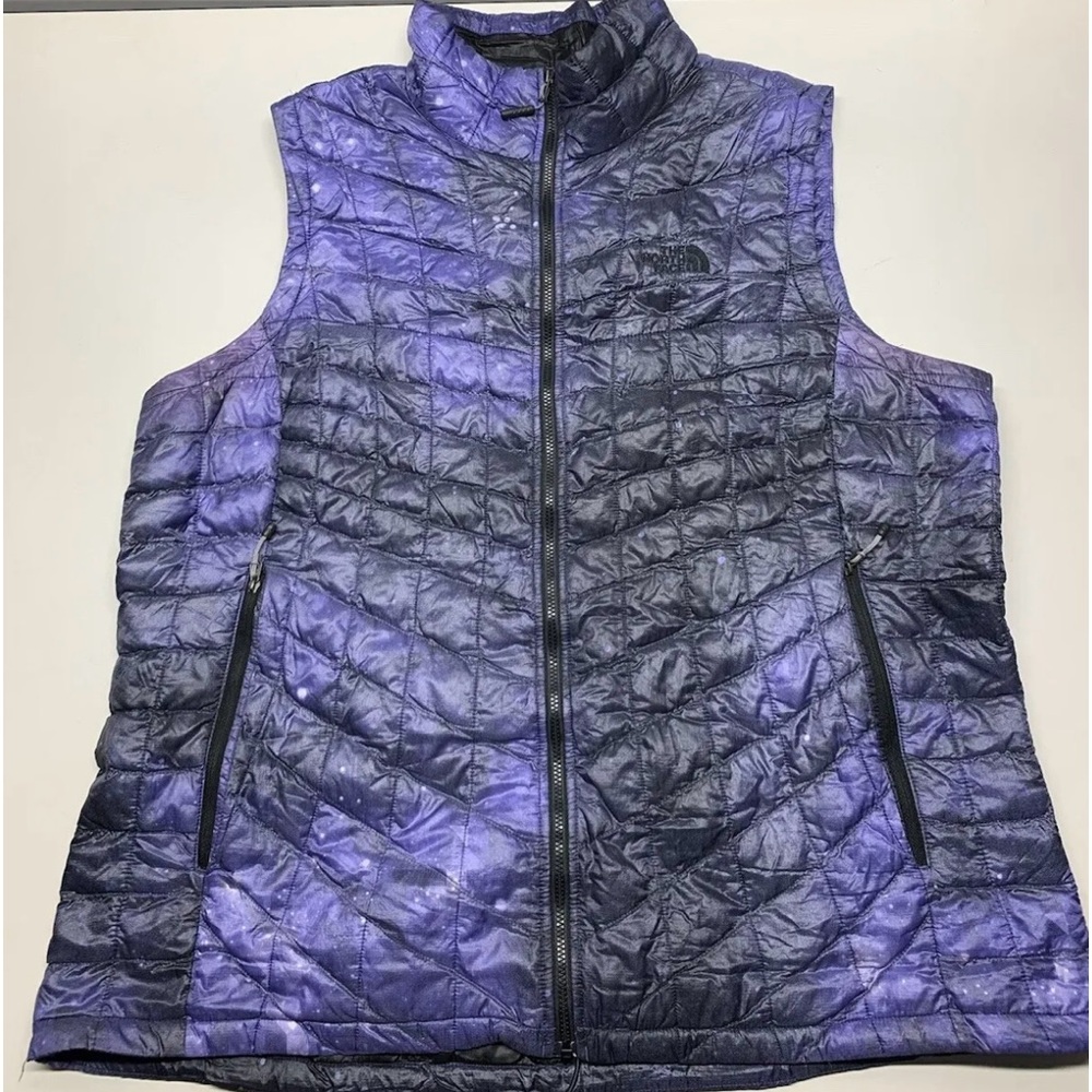 North Face Womens Thermoball Sleeveless Vest Jacket XL Cosmic Galaxy/Galactic